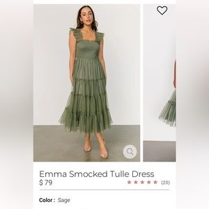 Baltic Born- Emaa Smocked Tulle Dress- Sage